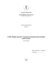 Transporto priemonių kasko draudimo rinkos tyrimas: UADB "Baltijos garantas"
