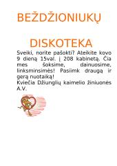 Pagrindinė praktika. Įskaitinis renginys: "Beždžioniukų diskoteka" 12 puslapis