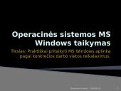 Operacinės sistemos MS Windows taikymas