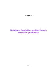 Kristijonas Donelaitis – grožinės lietuvių literatūros pradininkas