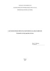 Laisvosios rinkos principai ekonomistų klasikų darbuose