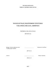 Pasaulio šalių maitinimosi ypatumai: Tailandas, Belgija, Armėnija
