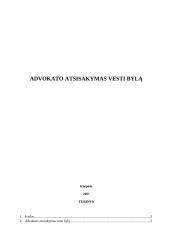 Advokato atsisakymas vesti bylą