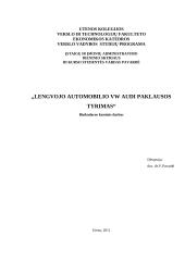 Lengvojo automobilio "Audi" paklausos tyrimas