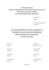 Socialinių darbuotojų veikla, dirbant su psichinę negalią turinčiais asmenimis priklausomais nuo alkoholio