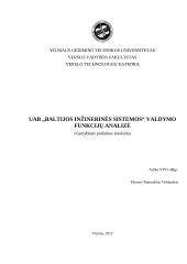 UAB „Baltijos inžinerinės sistemos“ valdymo funkcijų analizė