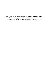 AB "Klaipėdos nafta" pelningumą įtakojančių veiksnių analizė