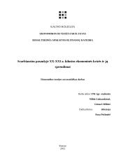Svarbiausios pasaulyje XX-XXI a. kilusios ekonominės krizės ir jų sprendimai