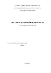 Vaikų reagavimas į sėkmę ir nesėkmę