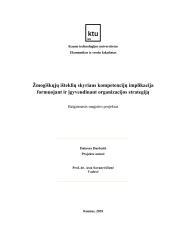 Žmogiškųjų išteklių skyriaus kompetencijų implikacija formuojant ir įgyvendinant organizacijos strategiją