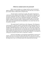 Which two animal need to be protected?