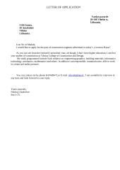 Letter of application to a position of construction engineer