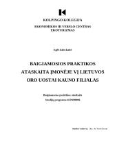 Baigiamosios praktikos ataskaita įmonėje VĮ Lietuvos oro uostai, Kauno filialas