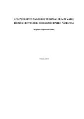 Kompleksinės pagalbos teikimas šeimai vaikų dienos centruose: socialinio darbo aspektas 