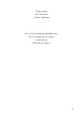 Entrepreneurship New Venture Plan “Reunion” Application