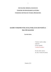 Kaimo turizmo paslaugų pasiūla ir paklausa Šilutės rajone
