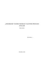 „Swedbank“ banko rizikos valdymo proceso analizė