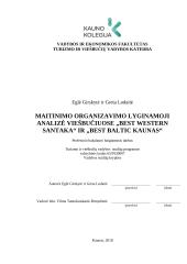 Maitinimo organizavimo lyginamoji analizė viešbučiuose "Best Western Santaka" ir "Best Baltic Kaunas"