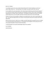 Letter about advertising