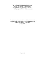 Jokūbinių šventės Leckavos miestelyje organizavimo analizė