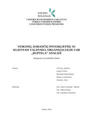 Veiksmų, darančių poveikį ryšių su klientais valdymui, organizacijoje UAB "X" analizė