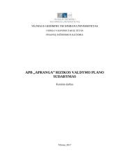 APB ,,APRANGA” rizikos valdymo plano sudarymas