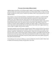 The ways of preventing childhood obesity 