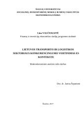 Lietuvos transporto ir logistikos konkurencingumas ES kontekste