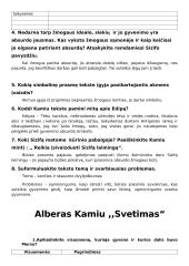 A. Kamiu. Esė ,,Mitas apie Sizifą“. Alberas Kamiu ,,Svetimas“ 3 puslapis