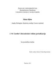 J.W. Gėtės (J.W. Goethe) literatūrinės veiklos periodizacija