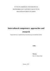 Intercultural competence: approaches and research