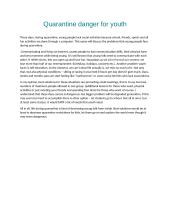 Problem solution essay "Quarantine danger for youth"