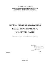 Didžiausios ES ekonomikos pagal BVP tarp senųjų valstybių narių
