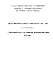 Transporto įmonės „UAB  TransDea" veiklos organizavimo projektas