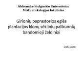 Girionių paprastosios eglės plantacijos klonų sėklinių palikuonių bandomieji želdiniai