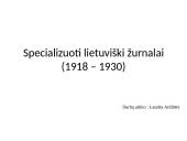 Specializuoti lietuviški žurnalai (1918 – 1930)