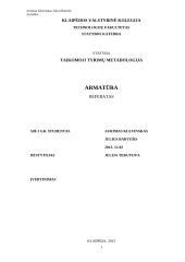 Armatūra, jos savybės