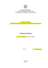 Verslo planas. Agroverslų pagrindų semestrinis darbas