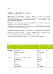 Dieta. 1200 kcal valgiaraštis