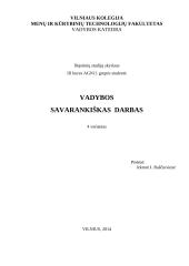 Vadybos savarankiškas darbas