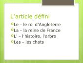 L’article indéfini / défini 3 puslapis