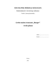 Greito maisto restorano „Burger“ verslo planas