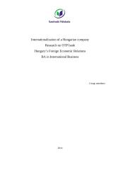 Internationalization of a Hungarian company Research on OTP bank