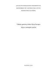 Tabako gaminių rinkos Rytų Europos šalyse strateginė analizė