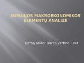 Ispanijos makroekonomikos elementų analizė