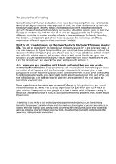 The peculiarities of travelling