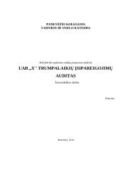 UAB "X'' trumpalaikių įsipareigojimų auditas
