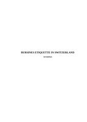 Business etiquette in Switzerland