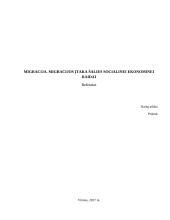 Migracija. Migracijos įtaka šalies socialinei ekonominei raidai