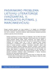 Pasirinkimo problema lietuvių literatūroje (Vaižgantas, V. MYKOLAITIS-PUTINAS, J. Marcinkevičius)